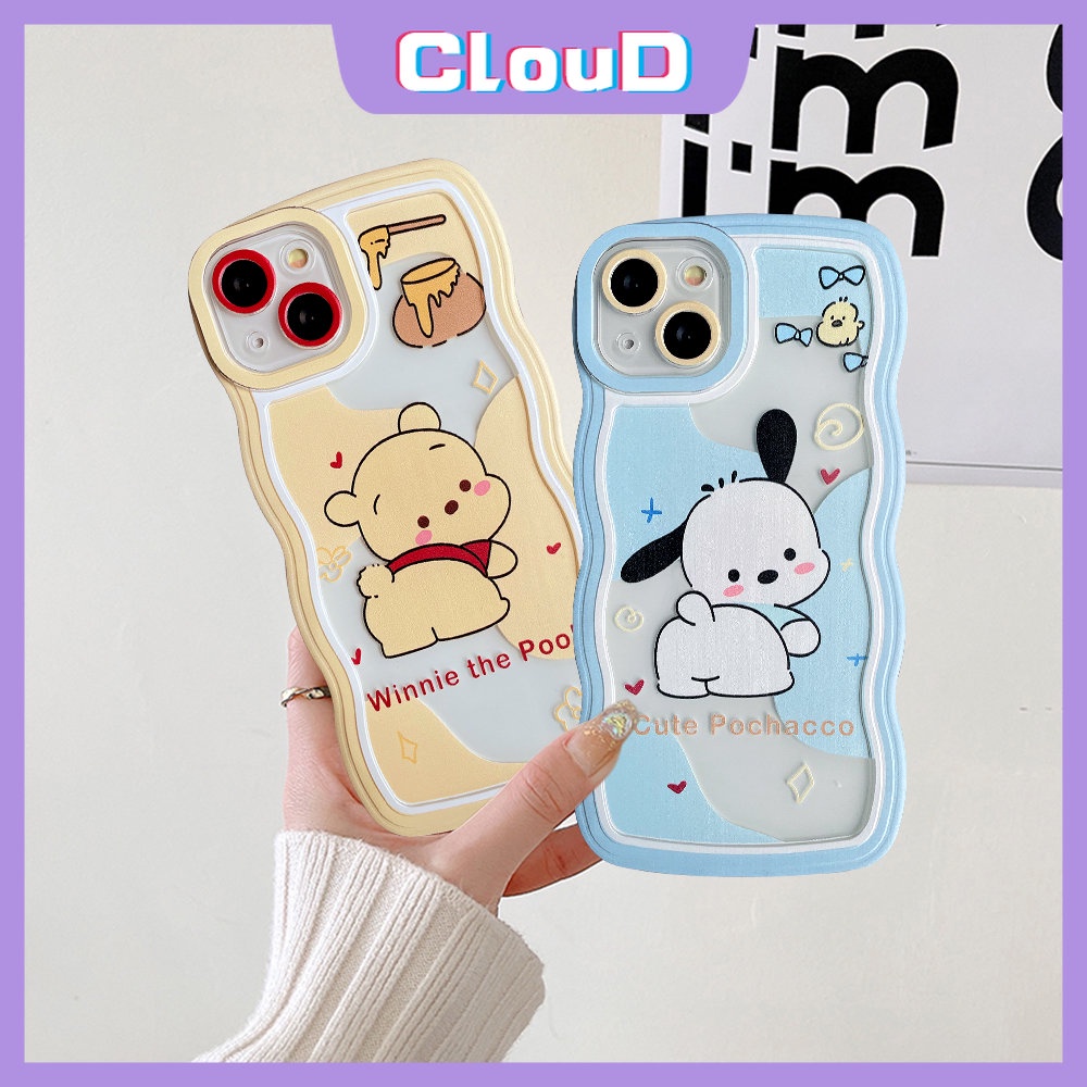 Wavy Edge Kartun Winnie The Pooh Case Redmi Note9 9s 9pro 11 11s 10s 10 Note 11 10 Pro Max Plus Note 11 Note8 Redmi A1 10C 9T 9 10A 10 9A 9C NFC Lucu Pochacco Soft Tpu Cover