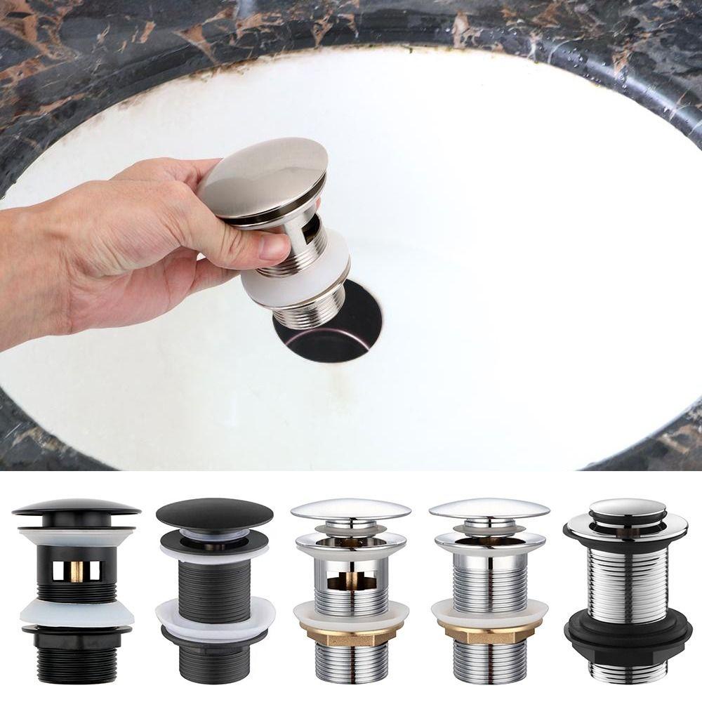 Populer Basin Sink Tap Tombol Pembuangan Limbah Push Pop Up Baskom Drain Device