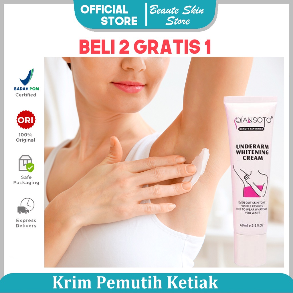 【Barang spot】60g cream krim pemutih ketiak dan selangkangan bpom，wajah，leher，bagian privat，puting，siku，Lutut，sendi tangan dan kaki, dll.cream pemutih badan Lembut, aman, tidak menyebabkan iritasi, unisex