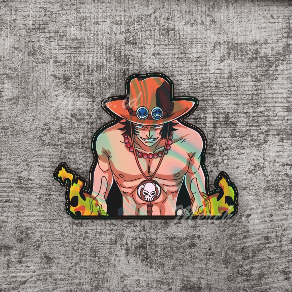 

Stiker anime hologram aesthetic ace one piece