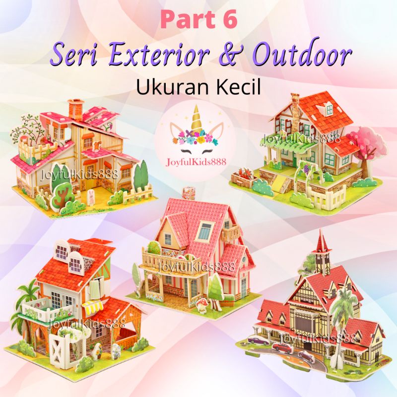 Mainan Edukasi Anak Puzzle 3D Miniatur DIY Jigsaw Kecil Part 6 Seri Exterior Bangunan Rumah