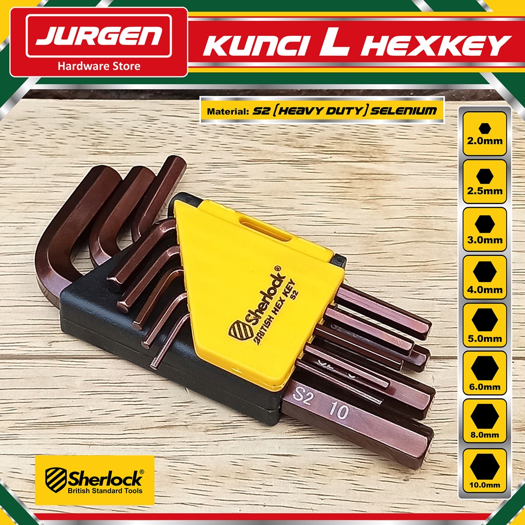 Sherlock Kunci L Set 8 Pcs mm (Pendek) / Kunci L Set Ori Sherlock