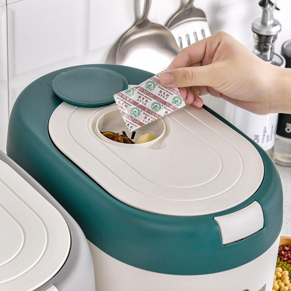 [Elegan] Rice Bucket Anti Lembab Grains Jar Sealed Wadah Makanan Kedap Udara