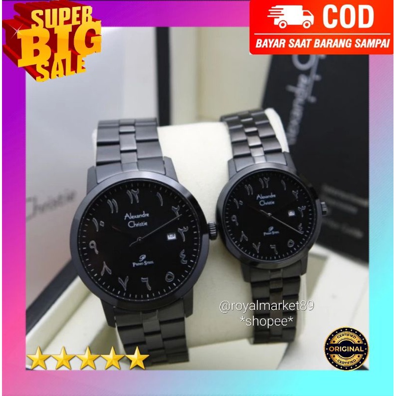 [PILIHAN WARNA LAIN GESER FOTONYA] ORIGINAL JAM TANGAN COUPLE ALEXANDRE CHRISTIE ARABIC RANTAI STAIN
