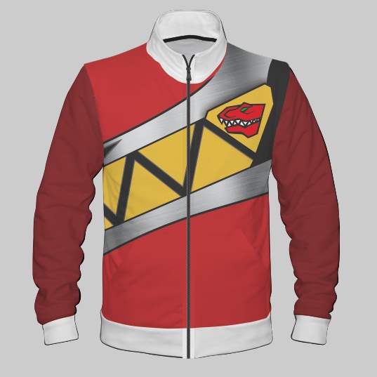 Jaket Power Rangers Dino Charge Red Blue Green Bahan Halus Lembut Tebal Printing Sublim Bukan Sablon