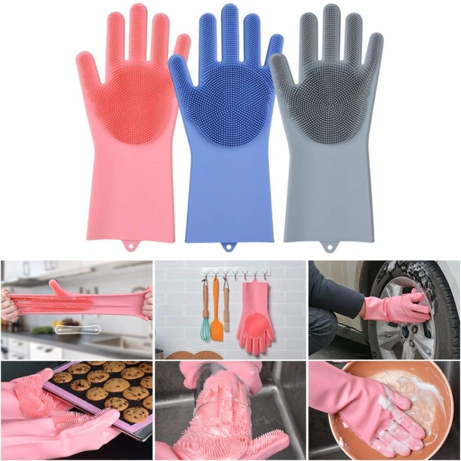 NP- Sarung Tangan Silikon Bulu Karet Serbaguna - Silicone Hand Hair Gloves