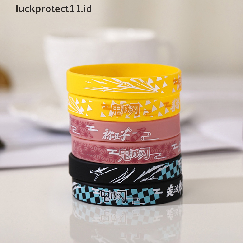 1 Pc Gelang Bahan Silica Gel Motif Kartun Anime Demon Slayer Gaya Jepang