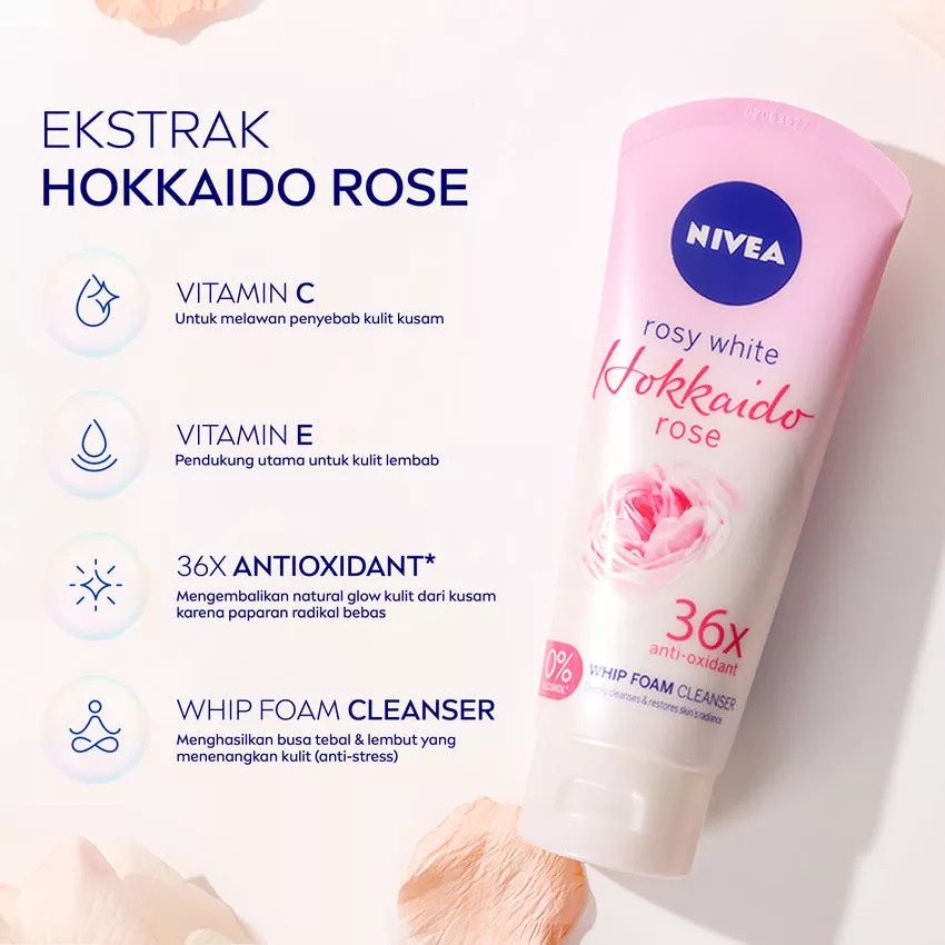 Nivea Rosy White Hokkaido Rose Whip Foam Cleanser 100ml