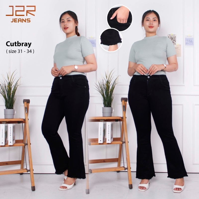 J2R - Highwaist Cutbray Jeans Jumbo polos hitam // Cutbray super jumbo jeans hitam