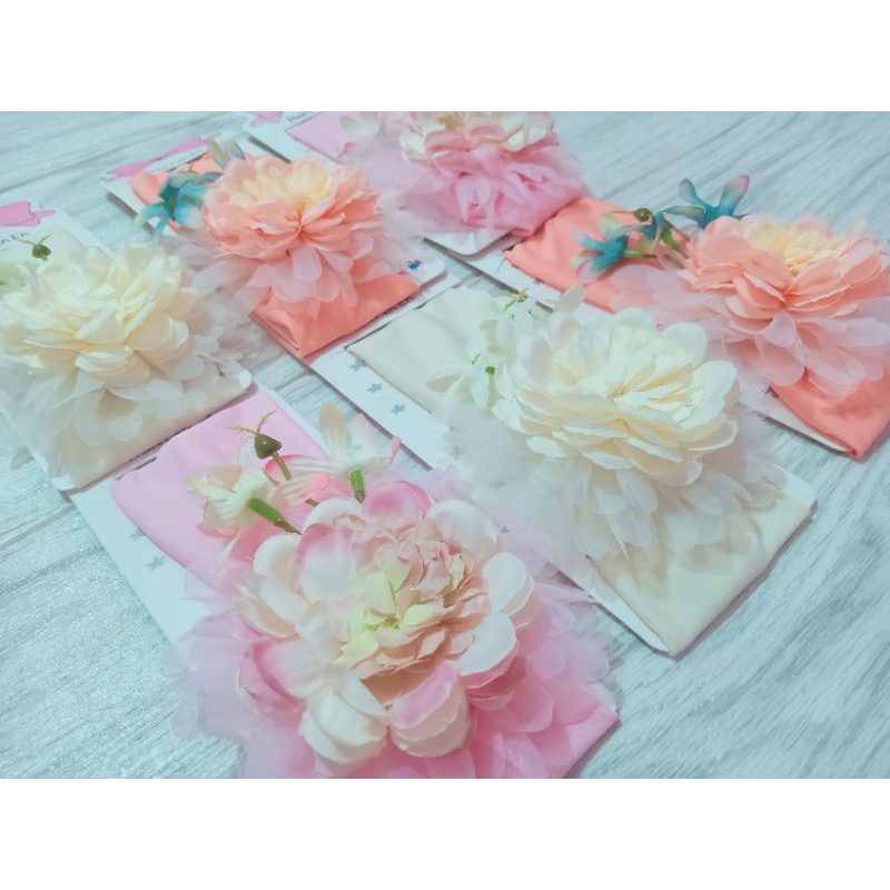 aksesories rambut bandana bayi bunga elastis
