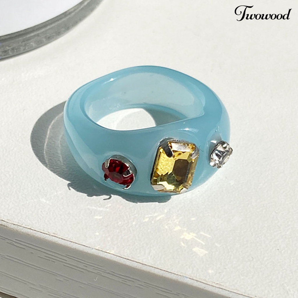 Cincin Berlian Imitasi Warna Permen Bahan Resin Untuk Kencan