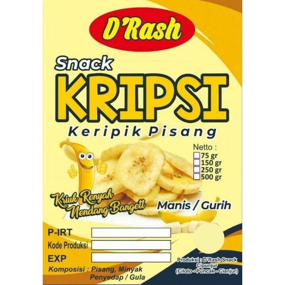 

KRIPIK PISANG (KRIPSI DRASH) 100 gr CEMILAN ENAK,KRIUK DAN MURAH