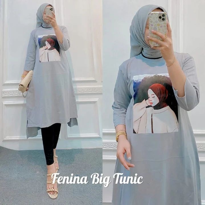FENINA TUNIK M L XL XXL | DAPAT GAMIS WANITA ( TIDAK TERMASUK HIJAB ) GAMIS TERBARU KEKINIAN BAHAN K