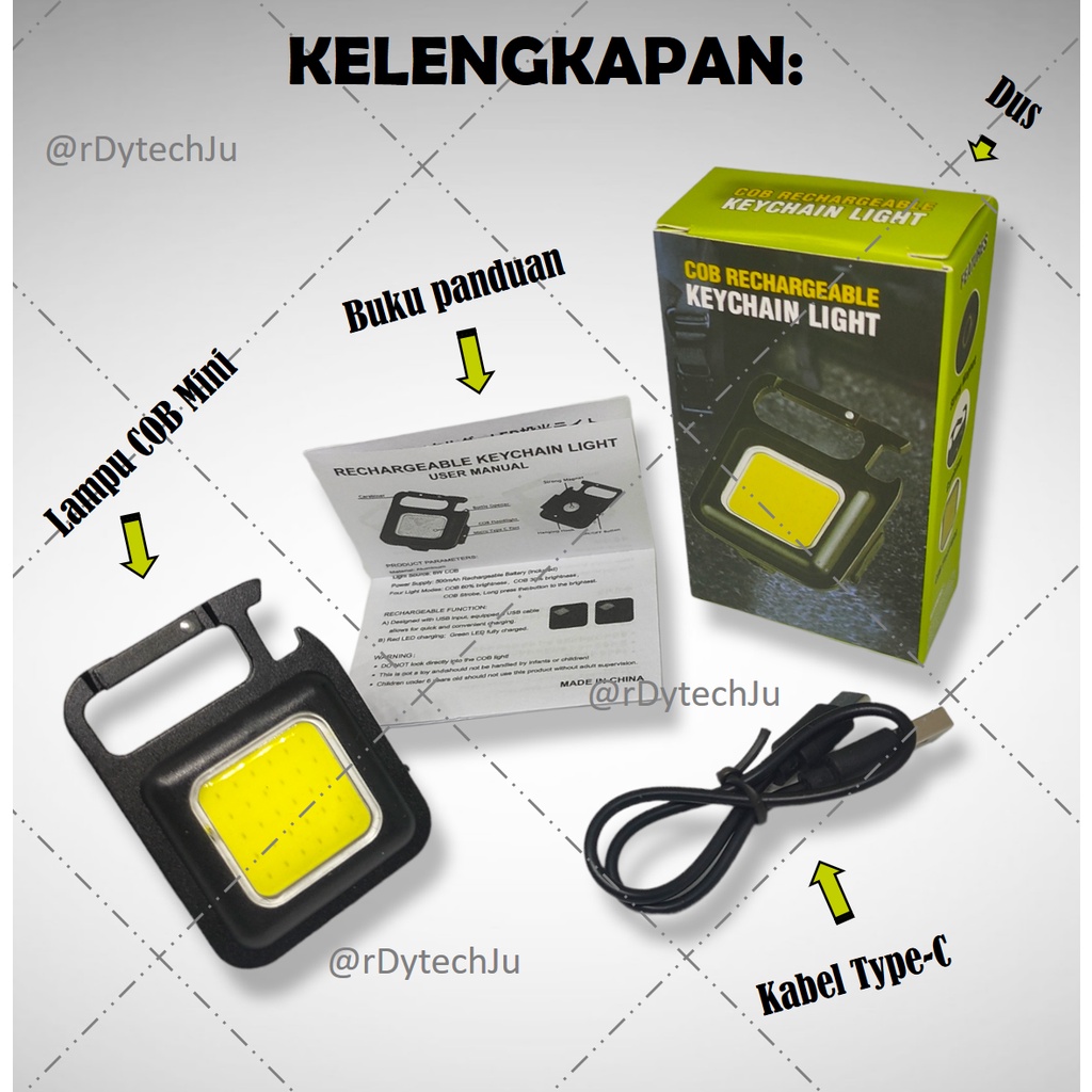 Lampu COB mini Lampu Senter Emergency Rechargeable