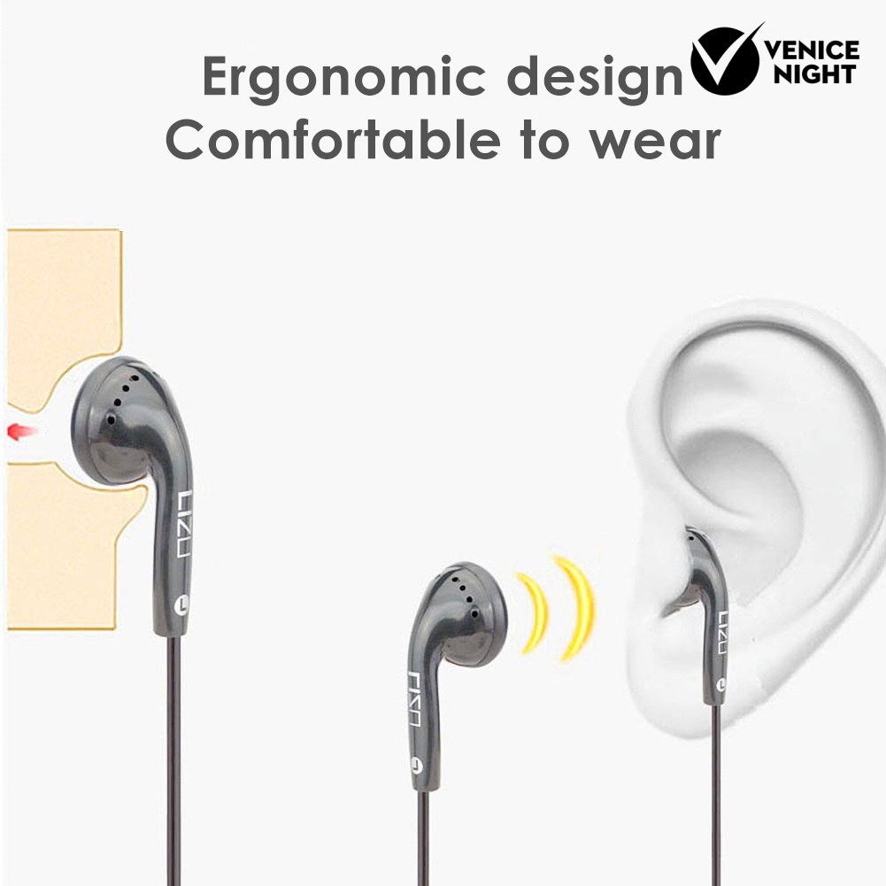 (VNEP) (Berkabel) 3.5mm Deep Bass Stereo Phone Music Earphone Headset dengan Line Control Mic