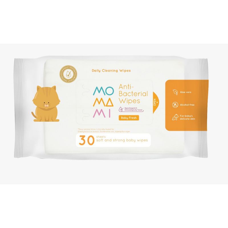 MOMAMI Water Wipes for Hand and Mouth Baby Momami Anti Bacterial Wipes 30 sheets