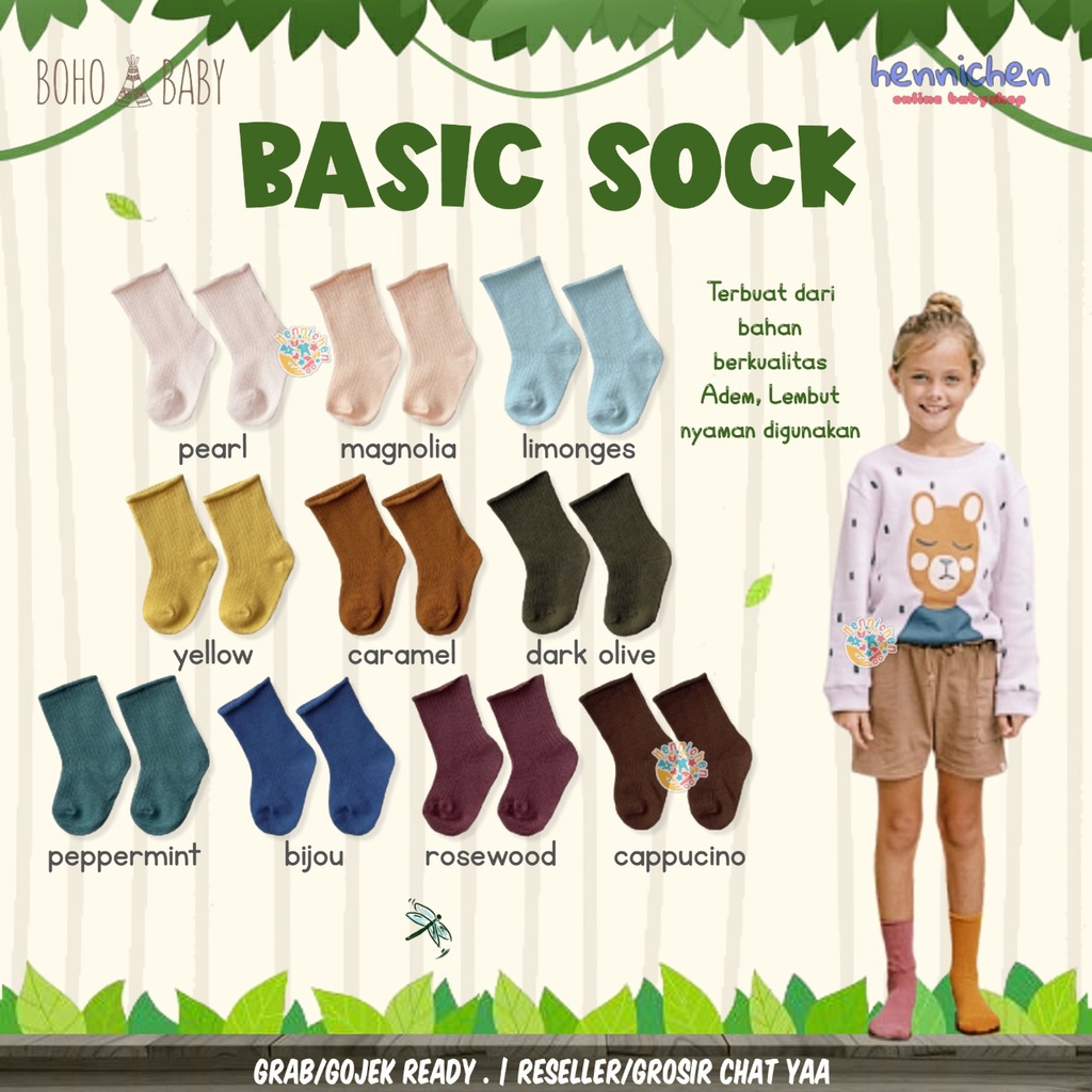 Kaos kaki Bohopanna Basic Socks 0-7 Tahun kaos kaki bayi anak Baby