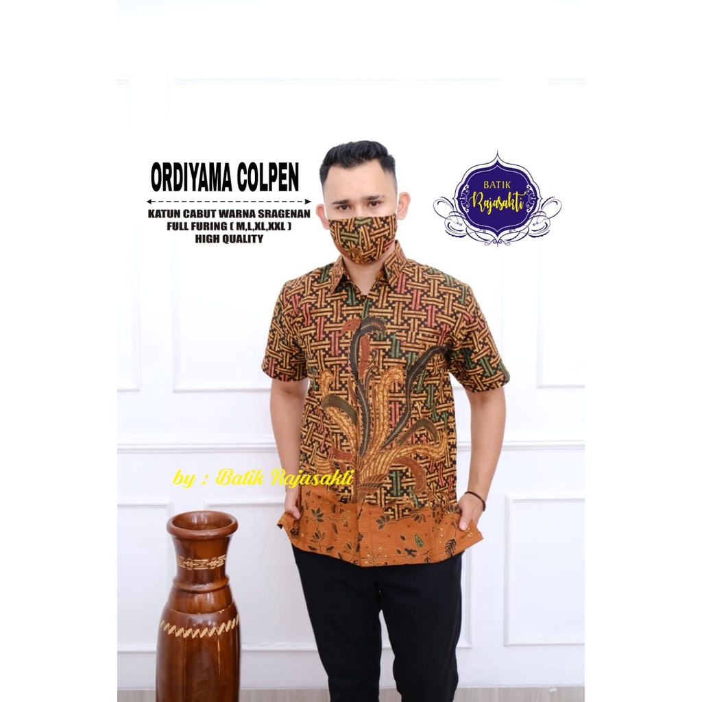 ORDIYAMA COLET RAJASAKTI BATIKSOLOAMANAH KEMEJA BATIK PRIA SOLO LENGAN PENDEK PANJANG LAPIS FURING ATASAN PREMIUM MODERN KATUN HALUS MERAK CANTIK PEN WARMADEWA DUI RAMAKRISHNA PEN CAHAYA 2  SEKUNTUM BUNGA TWO BANGSAWAN DUO BANGSAWAN BIRUDUO AYAM NAVI