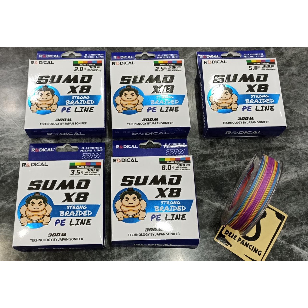 Senar PE Radical Sumo X8 300M MULTICOLOR