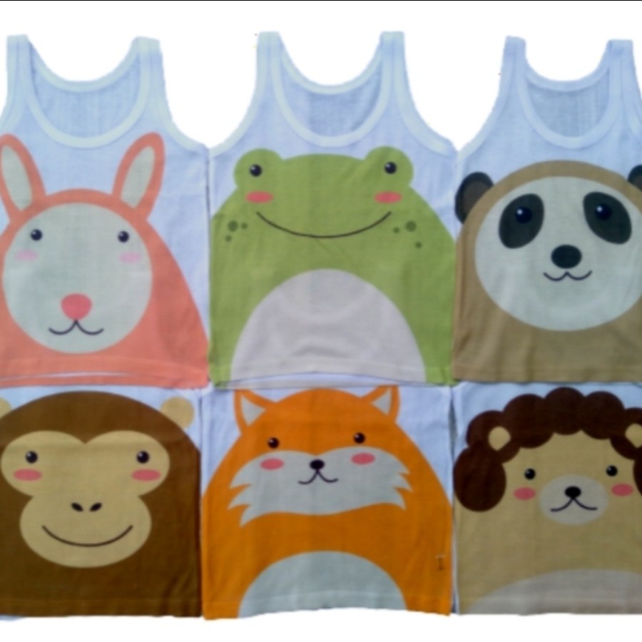 Singlet Kaos Bayi Motif Animal - Singlet Bayi Lucu Karakter