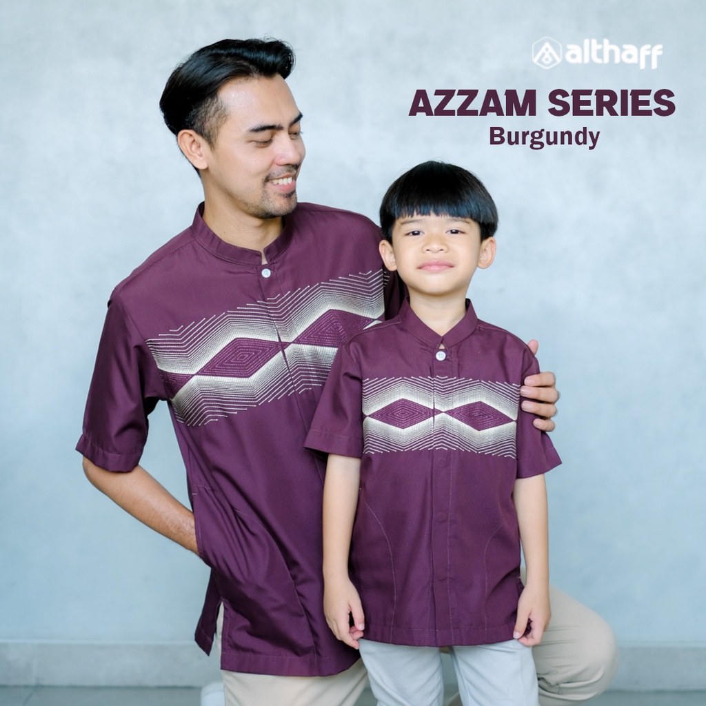 Atasan Couple Bordir Koko ALTHAFF Ikram & Azzam Series Kemeja Katun Versus Adem Motif Garis Simple e