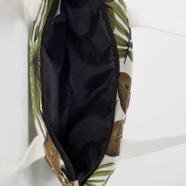 Pamole - Tote Bag Bahan Kanvas Penutup Resleting - Motif Bunga