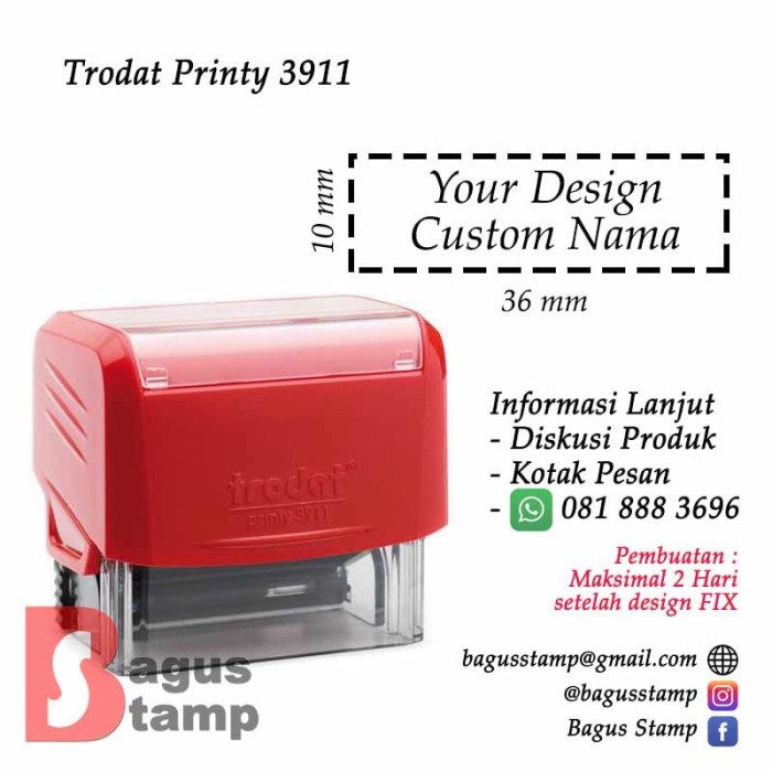 

Stempel Warna Otomatis Custom Design Nama - Trodat Printy 3911
