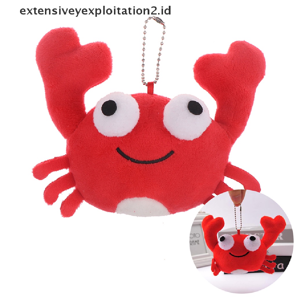 Mainan Gantungan Kunci Boneka Stuffed Plush Kepiting Merah Lucu