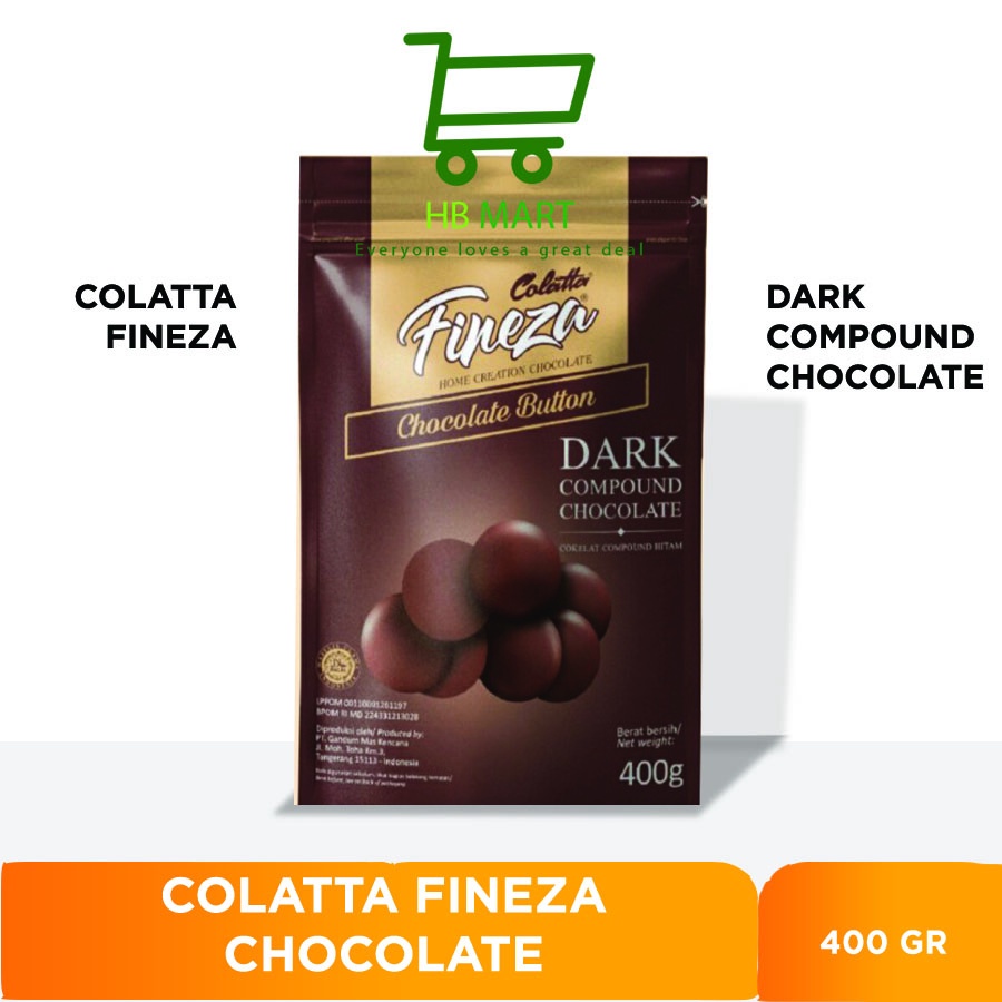 

COLATTA FINEZA Dark Compound Chocolate Button Cokelat Kancing 400 GR