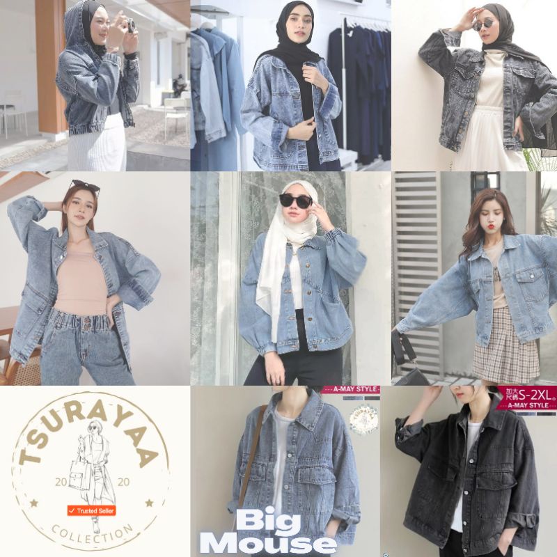 Jaket Jeans Wanita Denim Oversize LD 100 - 140