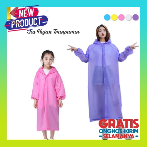 Jas Hujan Polos Motif Polkadot Raincoat Tebal Dewasa Jubah Setelan Baju Celana Topi B5E7 Premium Rok