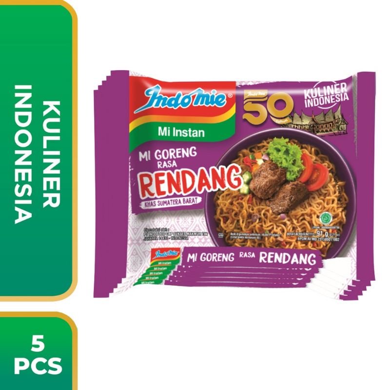 

Indomie goreng rasa rendang 91gr || paket hemat 5pcs