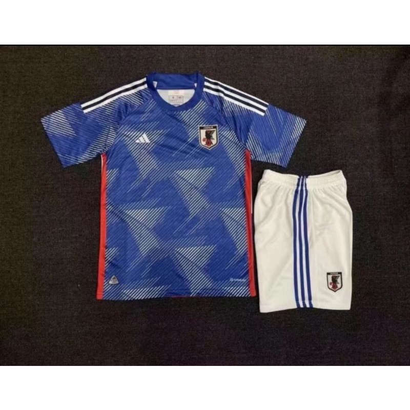 Stelan Setelan Jersey Kaos Baju Celana Sepak Bola Timnas Jepang Japan Home Anime Biru Kids kid Anak 