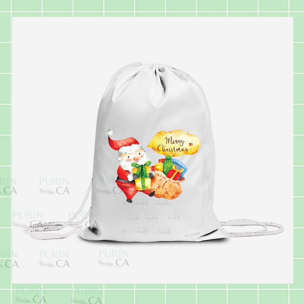 Tote bag Kanvas Natal Gambar SANTA CLAUS CHRISTMAS Lucu 2022