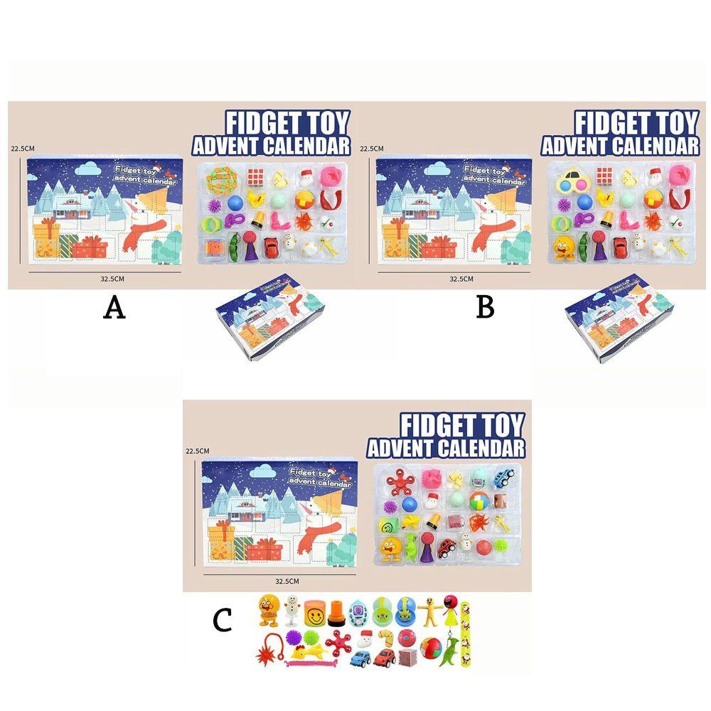 Solighter Natal Advent Box Holiday Multi Style Natal Dengan 24pintu Kecil Dorong Bubble Mainan Set