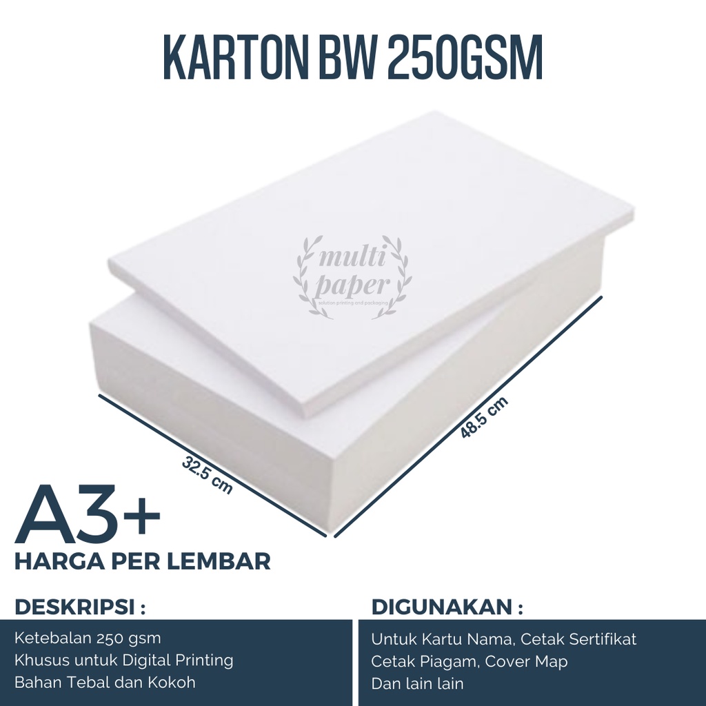

Kertas Karton BW A3 Plus isi 1 lembar / Kertas BW 250gsm