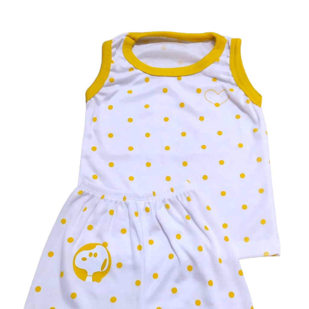 Setelan Baju Oblong  Bayi Polkadot Tanpa Lengan Usia 06-2 tahun
