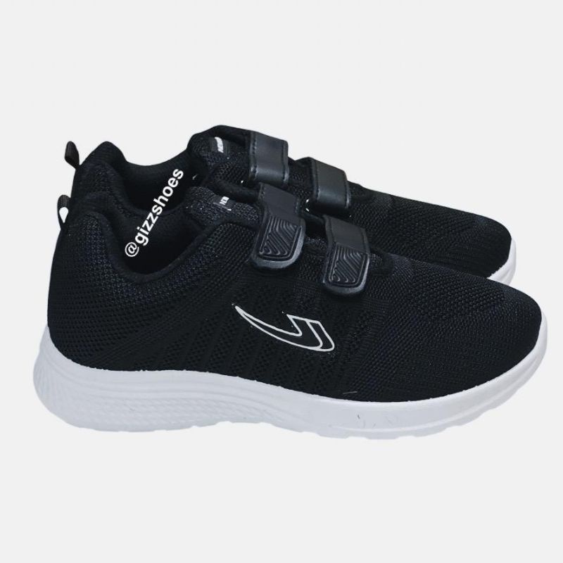 Sepatu Sekolah New Era Audi Alphard Rossa Cindy Hitam Putih Black White Olahraga Perepet Perekat SD 