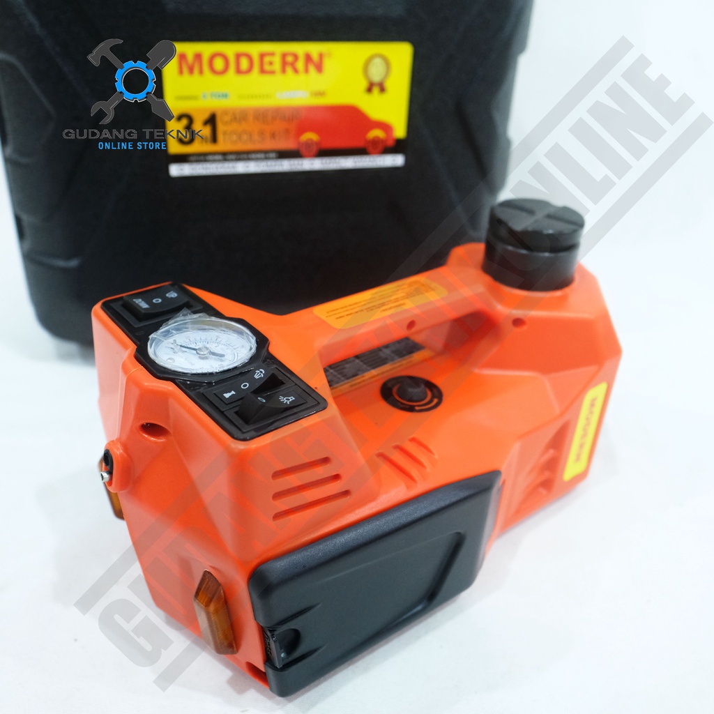 DONGKRAK BUAYA MODERN Elektrik 3in1 Kapasitas 3 Ton / Dongkrak Buaya Elektrik Mobil 3Ton 3in1 Pompa Ban Impact Wrench DC AKI ACCU MODERN