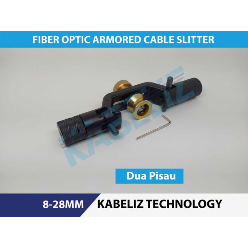 Pisau Pengupasan Lapis Baja Melintang 8-28MM Fiber Optik FTTH Armored Fiber Cable Slitter Dua Pisau Double head