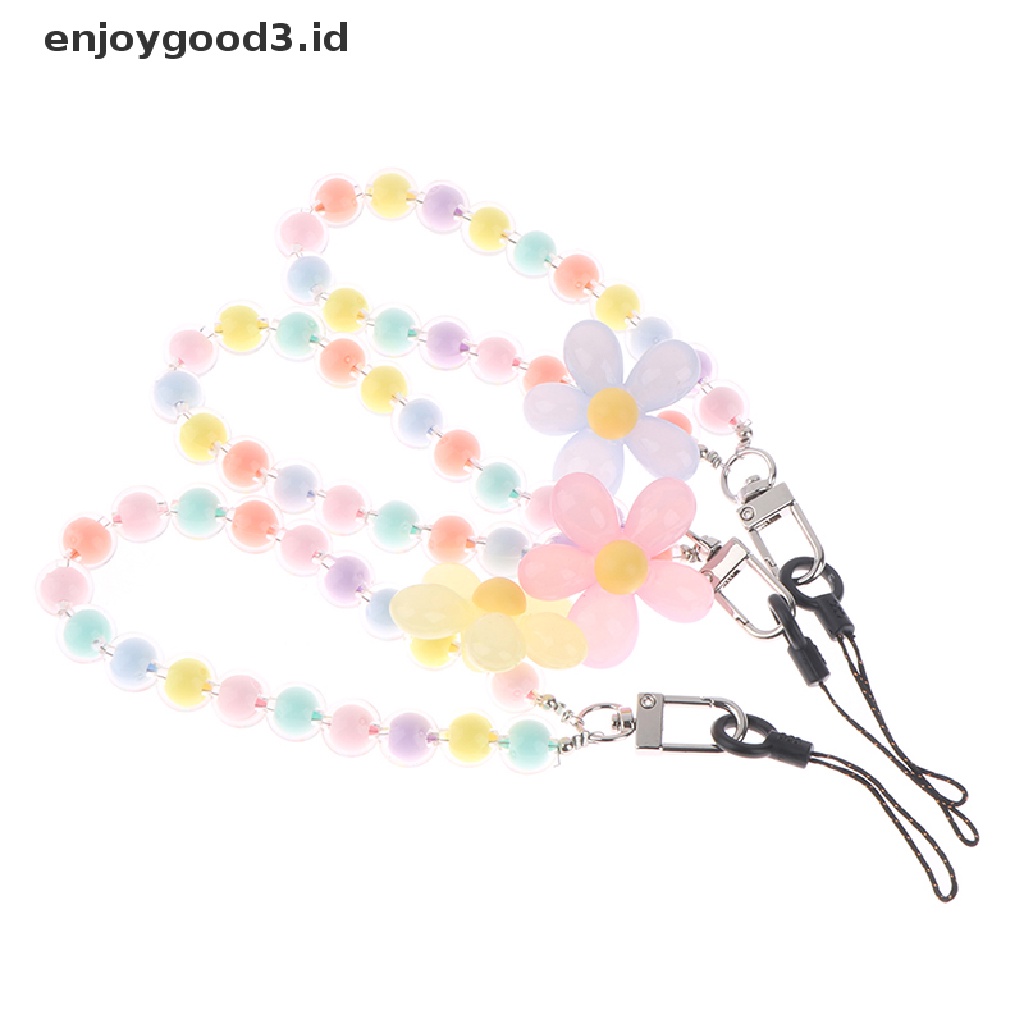 Tali Lanyard Handphone Anti Hilang Dengan Manik-Manik Bunga