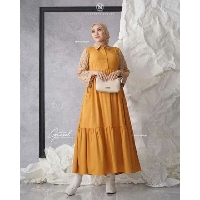 (ORI) Guezel Dress Nadheera Luxury / Dress brokat simpel kekinian 2022 / dress brokat lebaran terbar