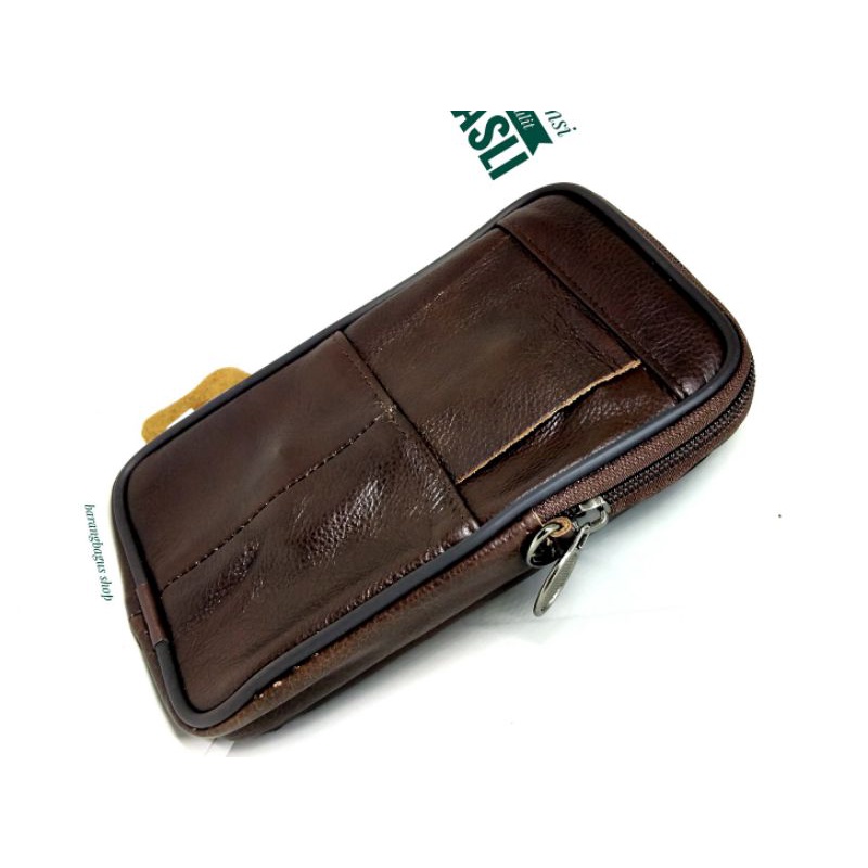 Dompet Sarung Tempat Tas HP Kulit asli JEEP ( up to HP 6,8 inch)