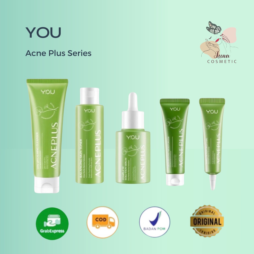 YOU Acne Plus Cica Herbs Derma Solution | ACNEPLUS Toner Spot Care Serum Moisturizer BPOM