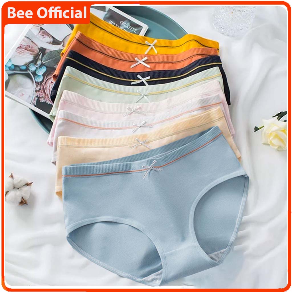 BEE - Celana Dalam Wanita / Underwear Cewek Polos list hitam Pita Cd Gaya Korea Katun CS016