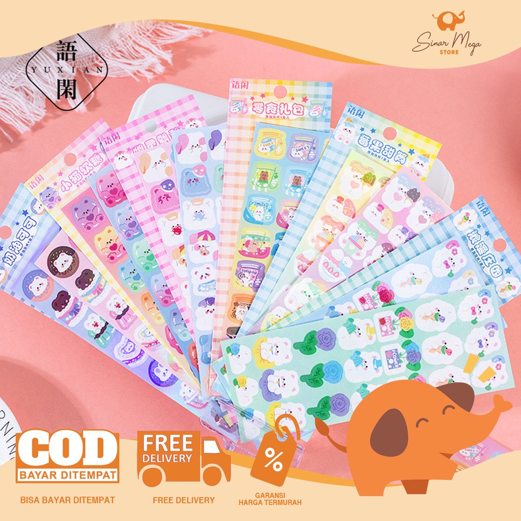 

Bear and Rabbit Fantasia Diary Deco Stickers / Sticker Stiker Tempel Deco Motif Gambar Lucu Unik Murah