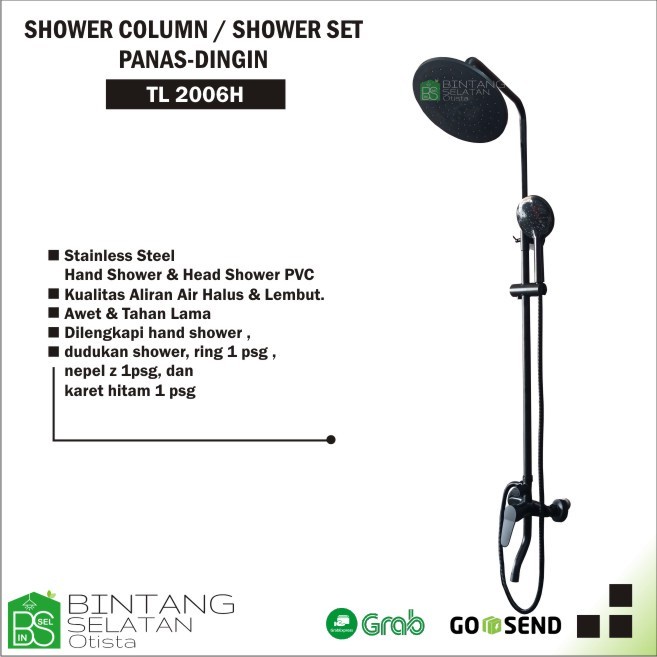 SHOWER SET KRAN PANAS DINGIN SHOWER COLUMN HITAM STAINLESS