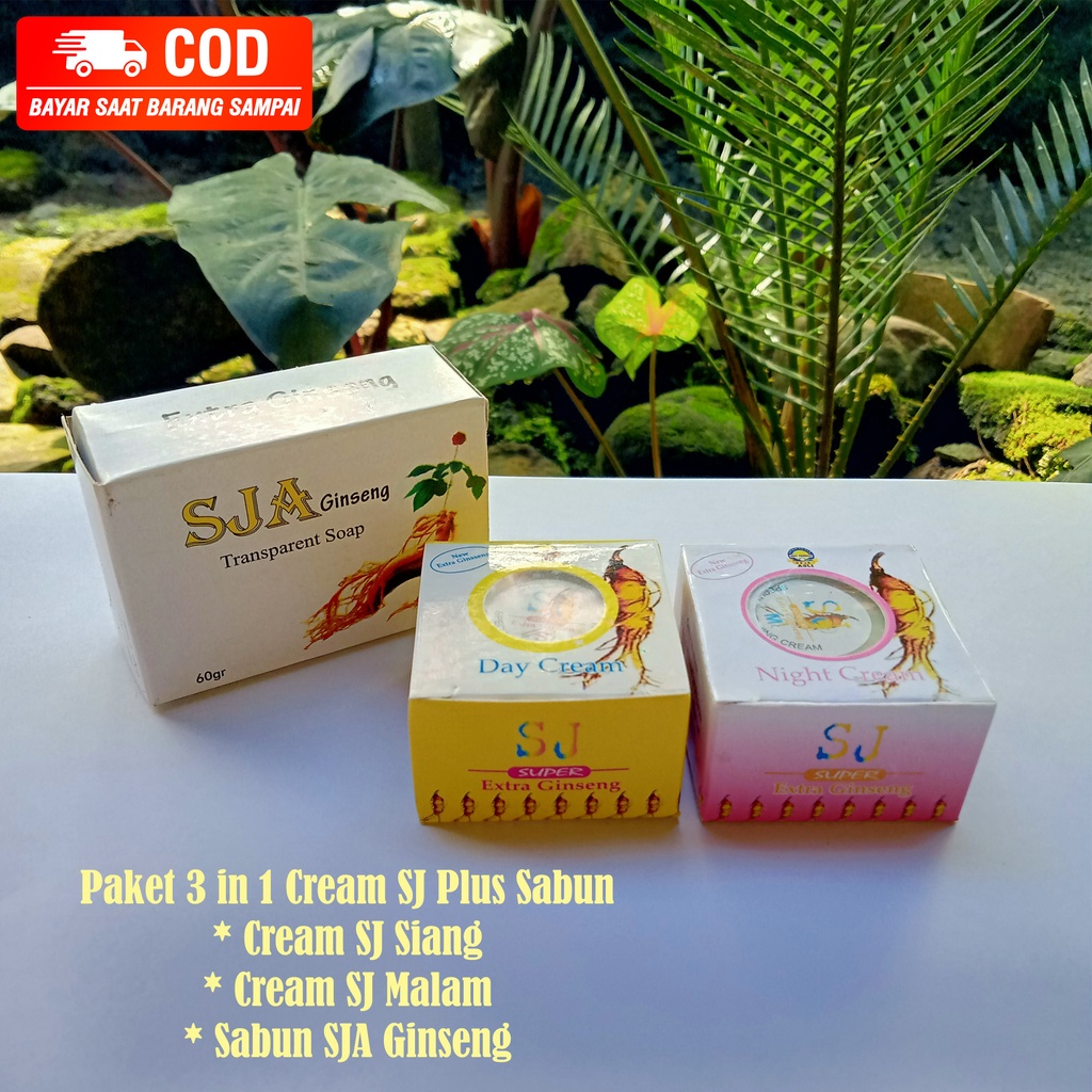 PAKET CREAM SJ GINGSENG SIANG DAN MALAM PLUS SABUN SJA GINSENG ORIGINAL BPOM / Set Cream Sin Jung Si