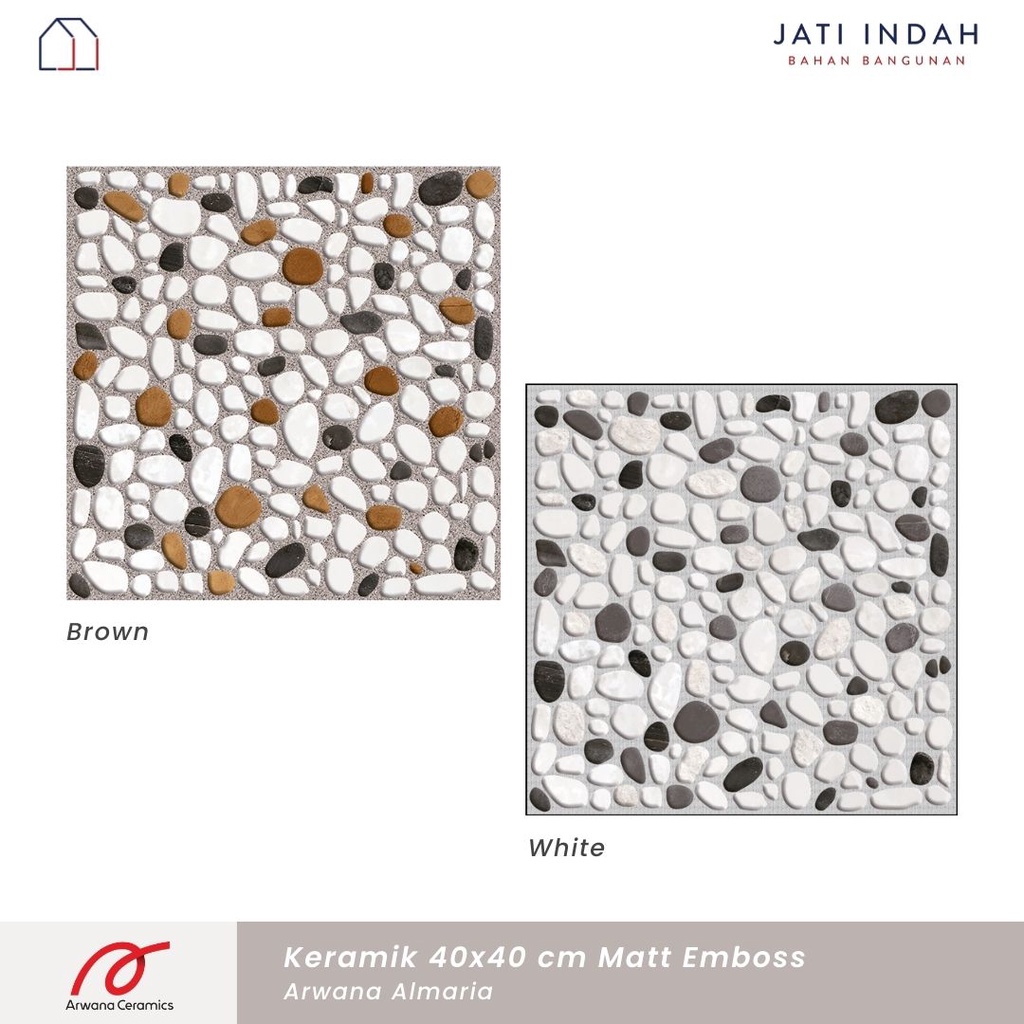 Keramik Motif Batu Kerikil 40x40 cm Matt Emboss Kasar Arwana Almaria