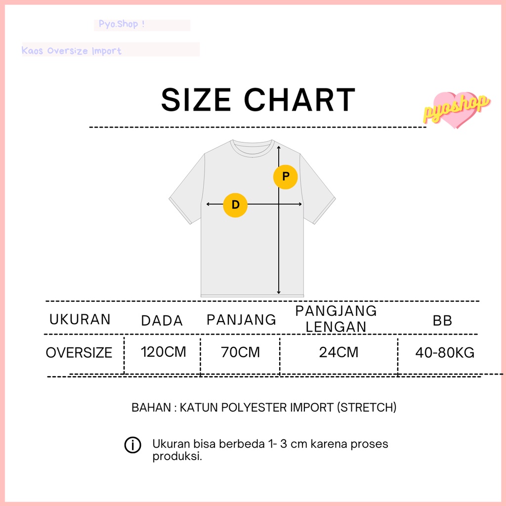 Kaos oversize import jumbo motif SMILE